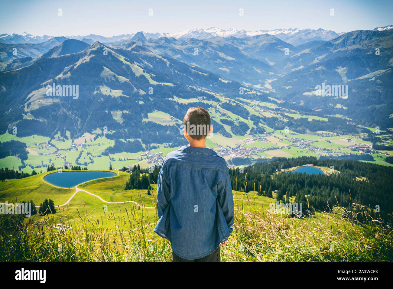 Attività ricreative sulla montagna Hohe Salve , parte delle Alpi Kitzbuhel, Austria Foto Stock