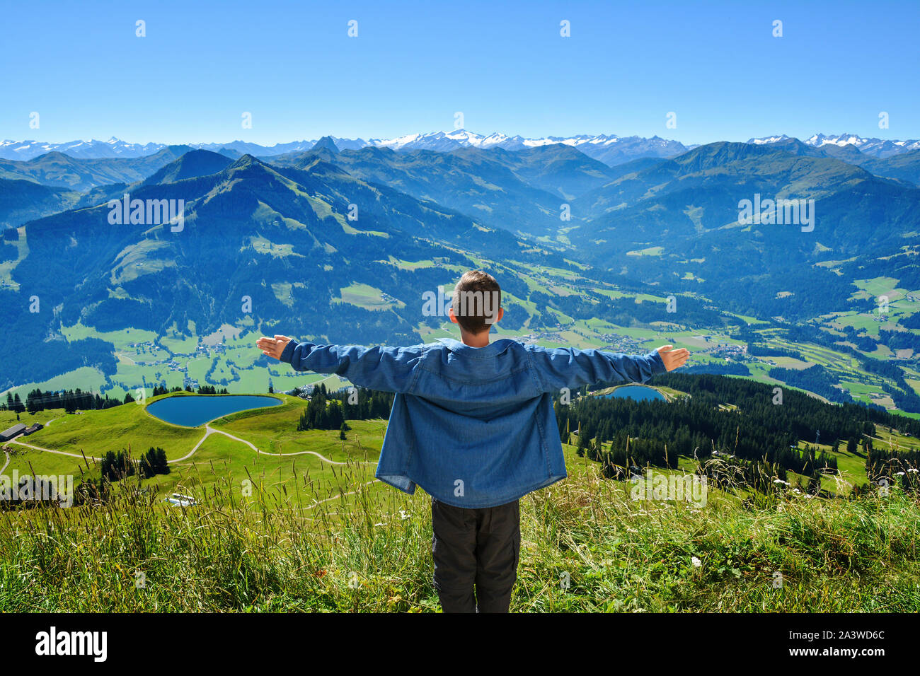 Attività ricreative sulla montagna Hohe Salve , parte delle Alpi Kitzbuhel, Austria Foto Stock