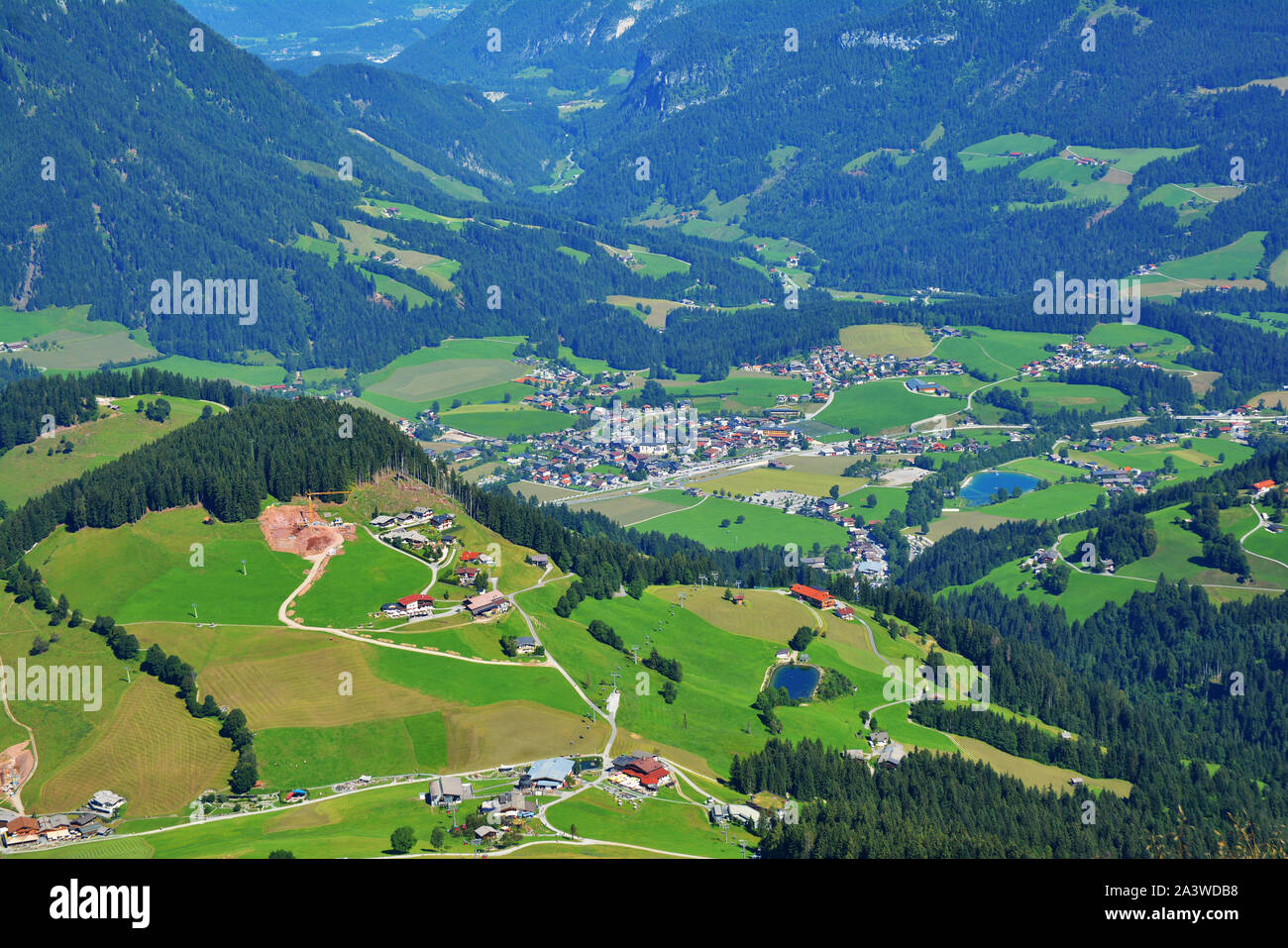 La splendida vista dal Hohe Salve montagna , parte delle Alpi Kitzbühel, Austria Foto Stock