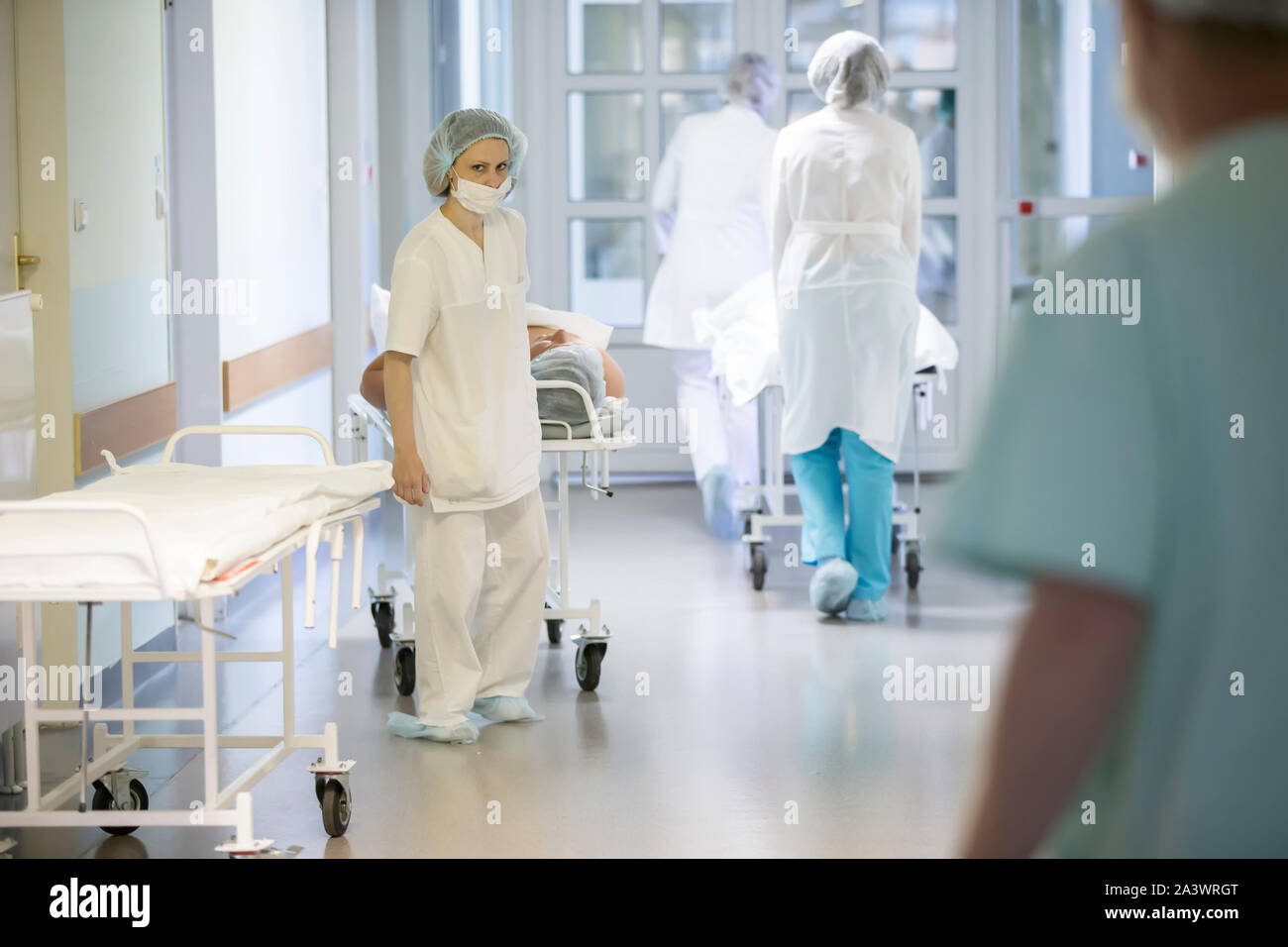 La Bielorussia, Gomel, 31 maggio 2017. Ospedale centrale. Corridoio in ospedale Foto Stock