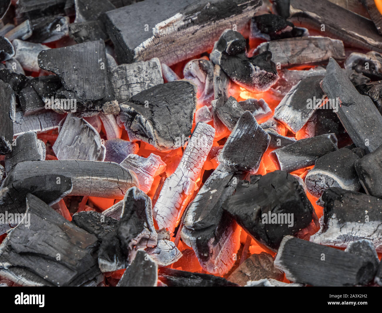 Carbone che brucia la texture Foto Stock