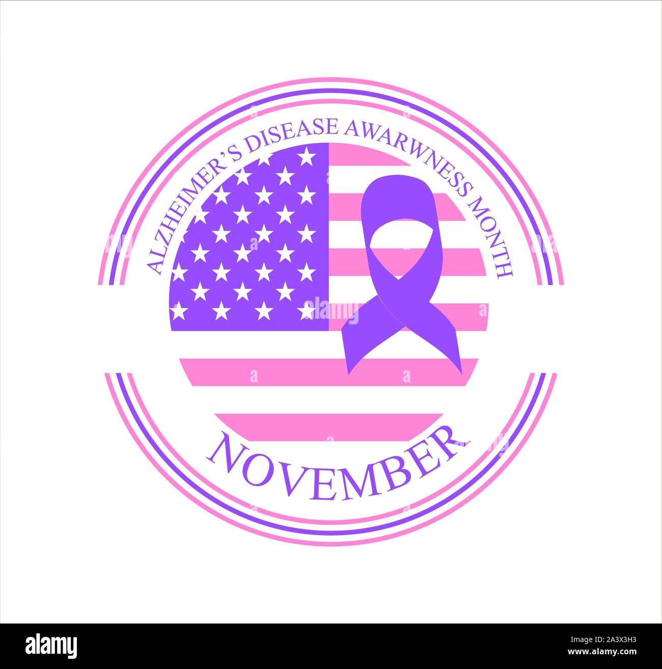 La malattia di Alzheimer Awareness Month è organizzato per il mese di novembre in Stati Uniti. La demenza, emblema distintivo di Parkinson Illustrazione Vettoriale