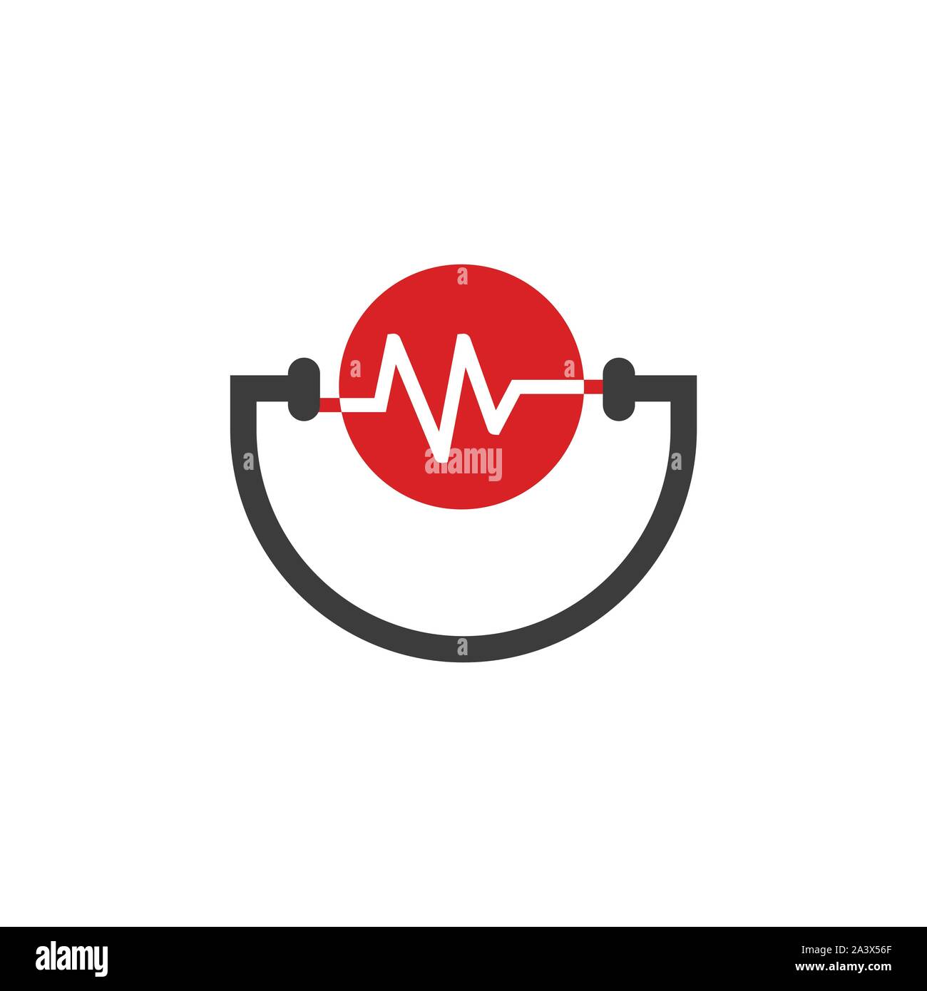 Health care logo. Stetoscopio medico in forma di cuore vettore isolato icona colorata - Vettore Illustrazione Vettoriale