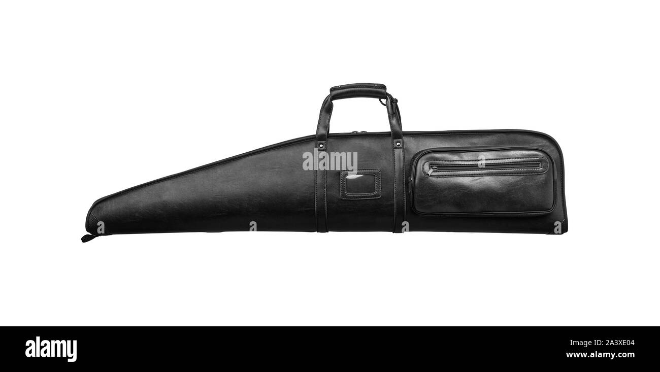 Di Lusso in pelle marrone arma caso isolare su sfondo bianco. Foto Stock