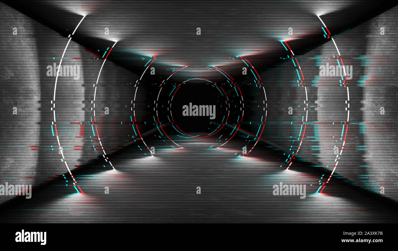 Moderno nero astratto glitch sfondo tv. Grunge background in design futuristico. Schermo televisivo di errore. Abstract video con pixel di rumore danni glitch Foto Stock