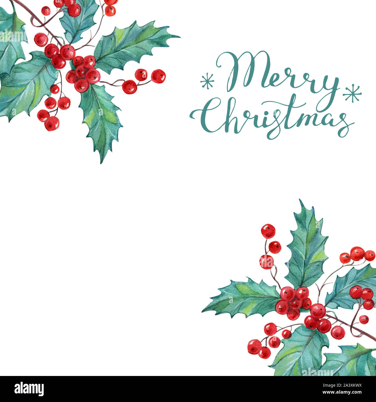 Set di Natale rametti di vischio rametti di vischio. Vacanze inverno tema. Adatto per cartoline, poster, pagine web e di prodotti tessili. Foto Stock