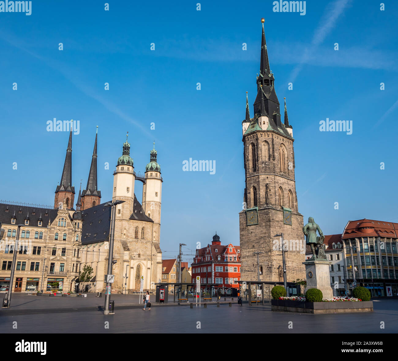 Skyline di Halle an der Saale Foto Stock