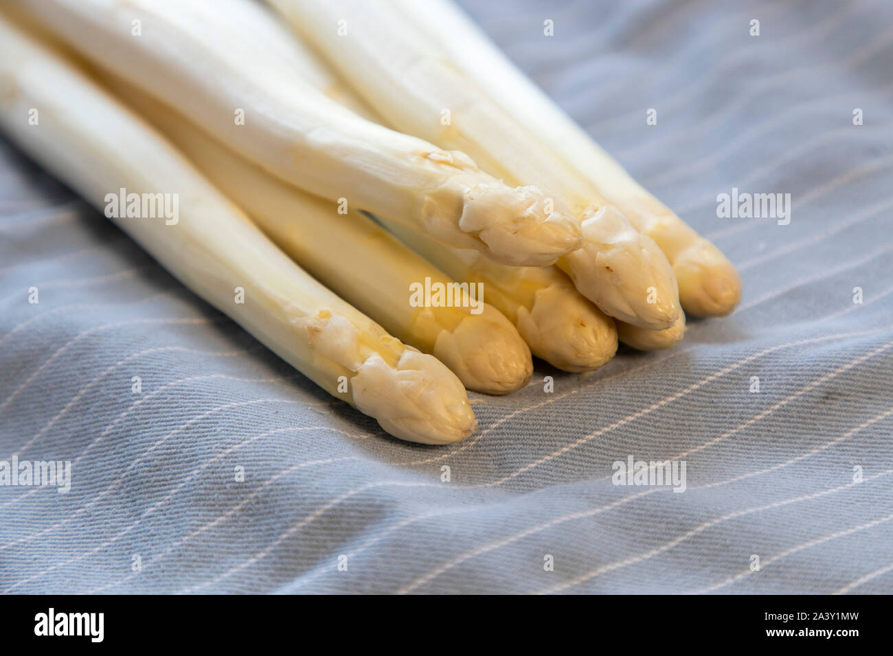 Asparagi bianchi, asparagi spears, materie, con la buccia e Foto Stock