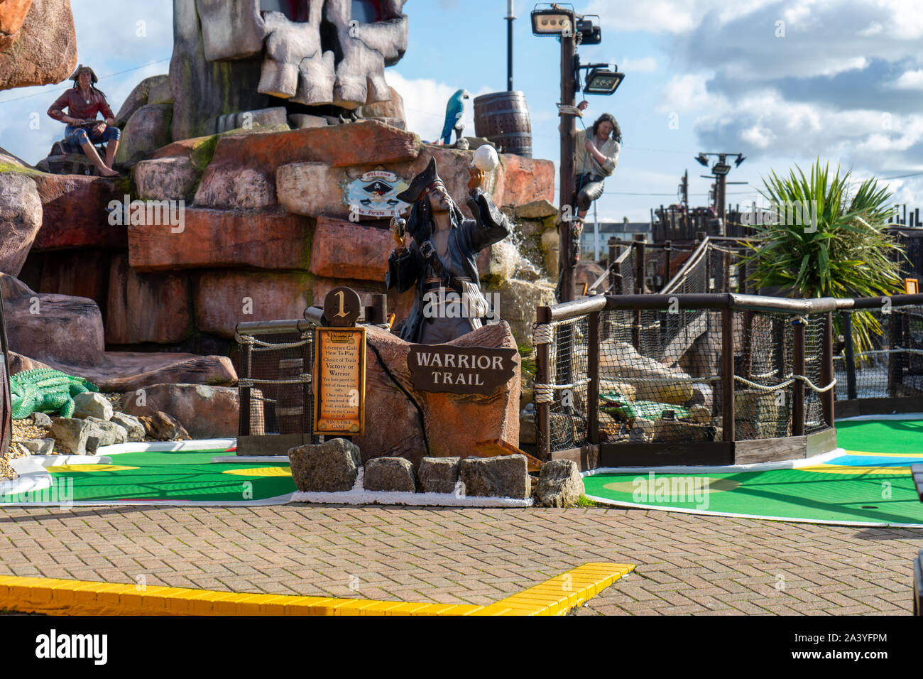 Un pirata crazy golf o campo di mini golf Foto Stock