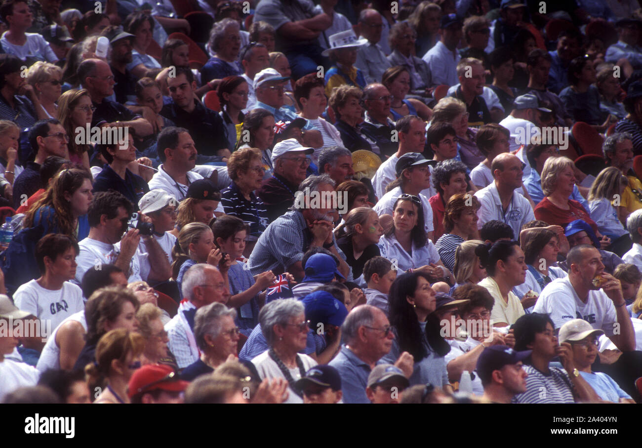 Folla di scena a evento sportivo, AUSTRALIA Foto Stock