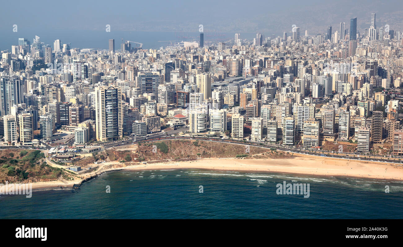Beirut, veduta aerea della città - Libano Foto Stock