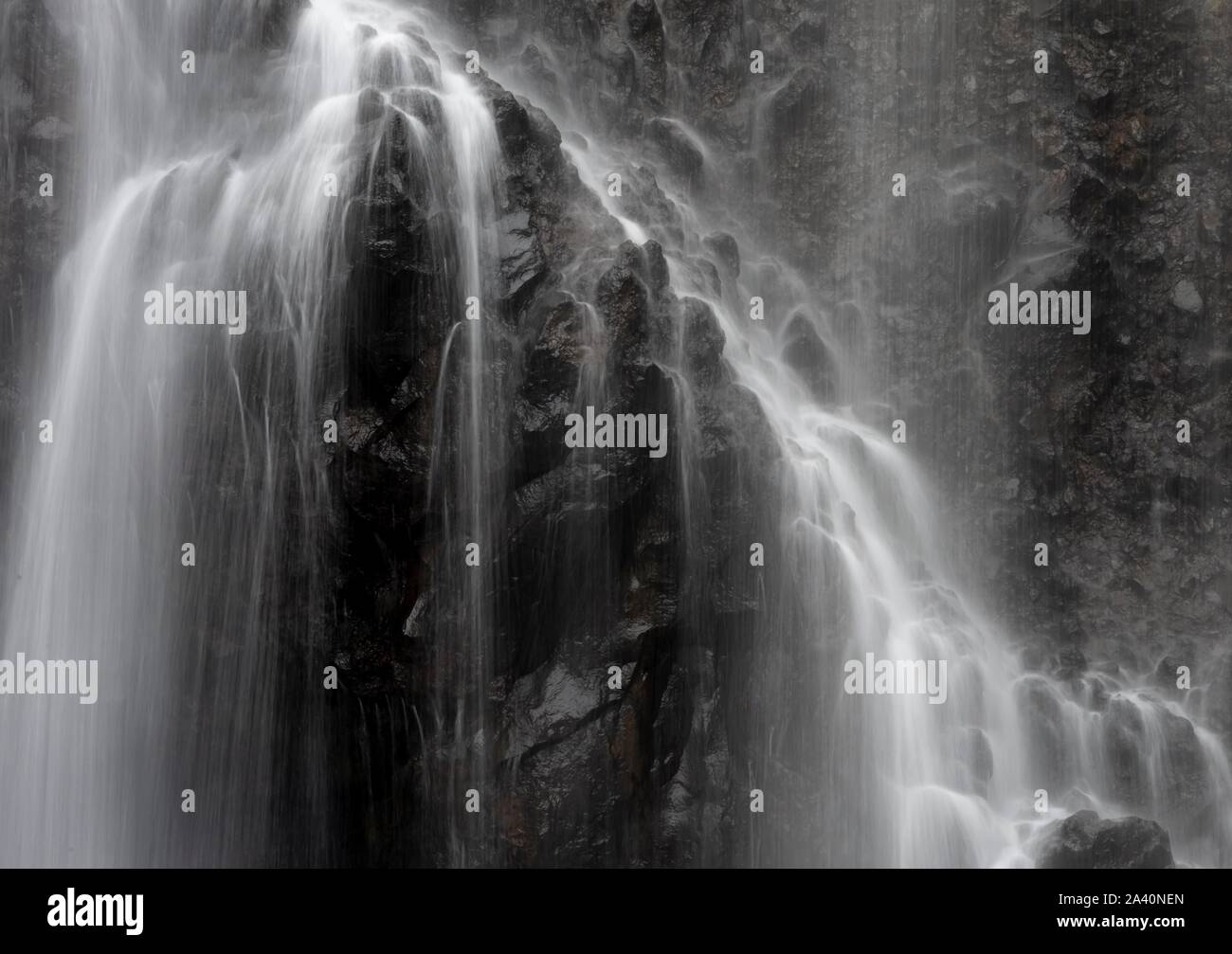 Dettaglio foto Bandokoro cascata, lunga esposizione, Nagano, Matsumoto, Giappone Foto Stock