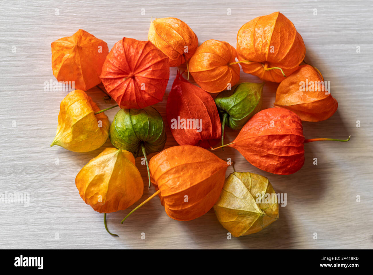 Bucce di frutta della lanterna cinese Foto Stock