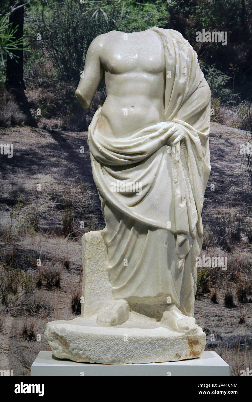 Asclepio ( Ἀσκληπιός Asklēpiós Esculapio) o Hepius dio della medicina in antica religione greca.da Kourion sull isola di Cipro.100-200 d.c. Foto Stock