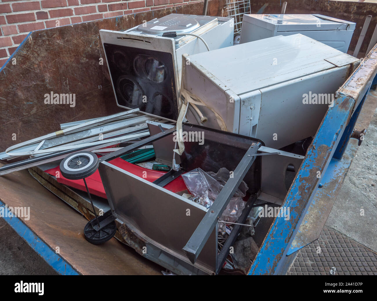 Il riciclaggio presso il cantiere di materiale Foto Stock