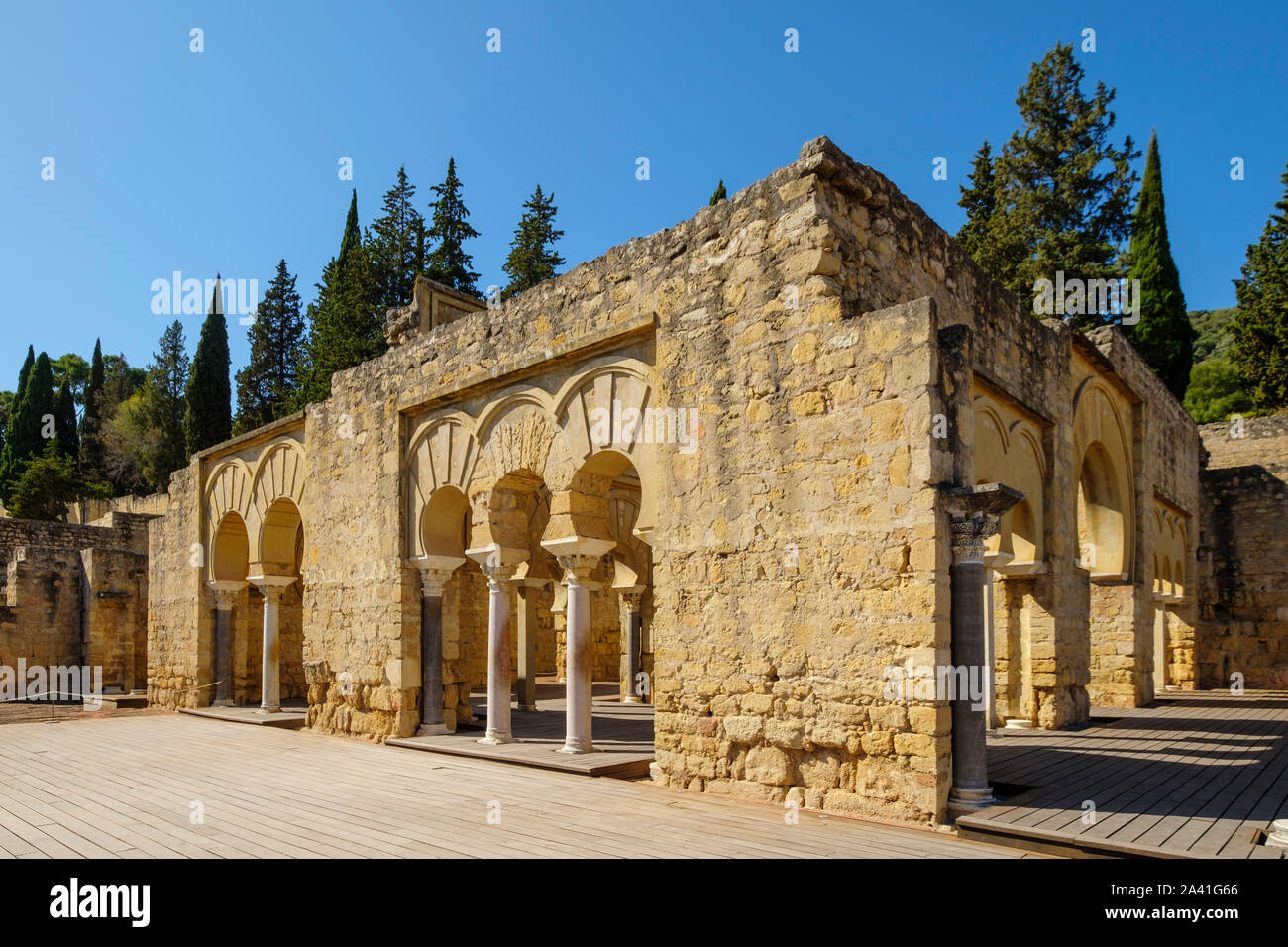UNESCO World Heritage Site, Medina Azahara. Sito archeologico Madinat al-Zahra, basilica superiore edili. Cordoba. Southern Andalusia, Spagna. Europa Foto Stock