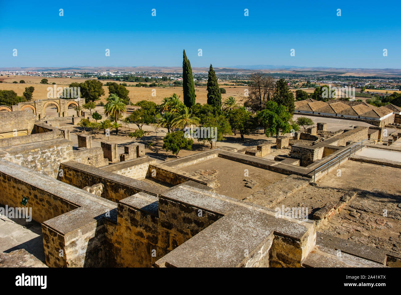 UNESCO World Heritage Site, Medina Azahara. Sito archeologico Madinat al-Zahra, generale vista panoramica. Cordoba. Southern Andalusia, Spagna. Europa Foto Stock