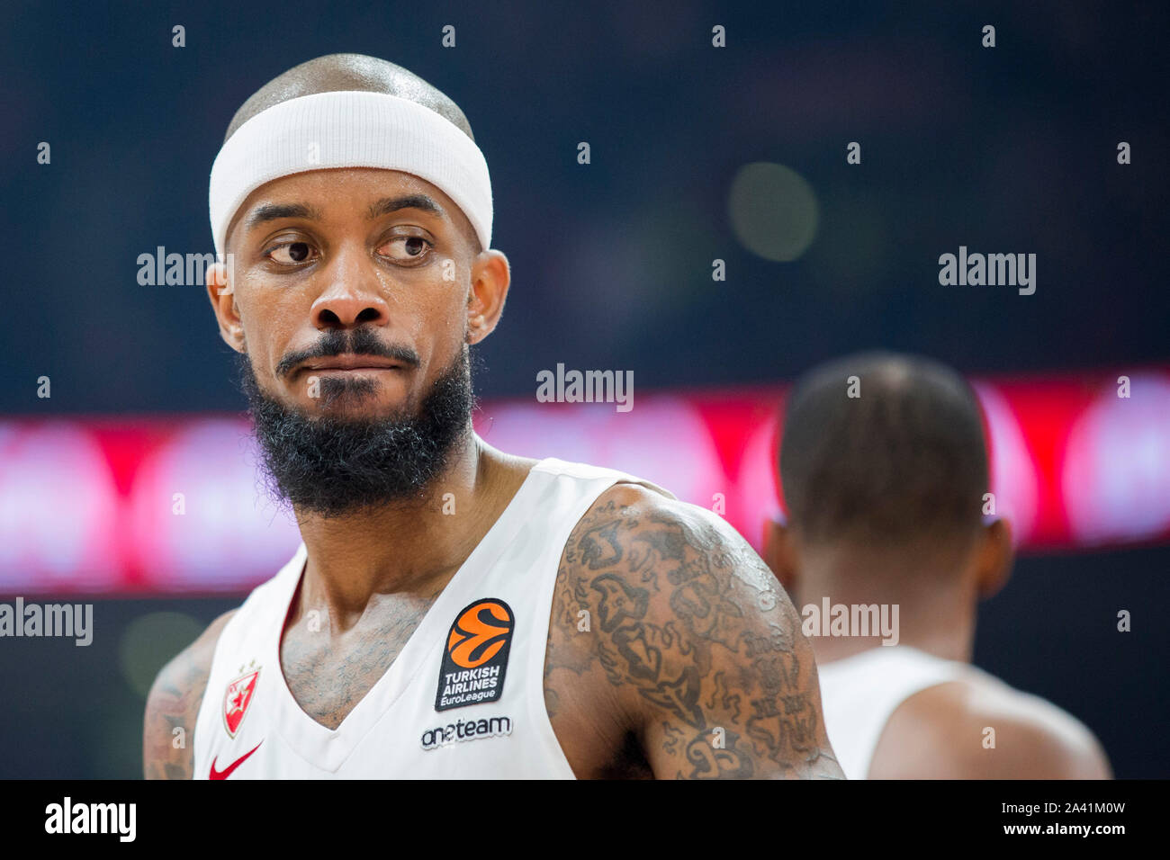 A Belgrado, in Serbia. 10 ottobre, 2019. Lorenzo marrone del Crvena Zvezda Belgrado mts reagisce. Credito: Nikola Krstic/Alamy Live News Foto Stock