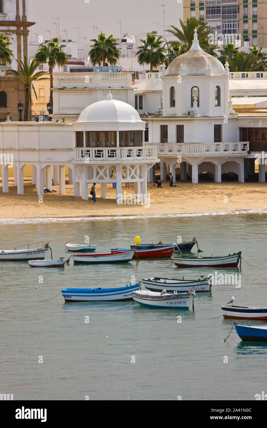 Balneario de la Palma. Playa de la Caleta. Ciudad de Cadiz. Andalusia. España Foto Stock