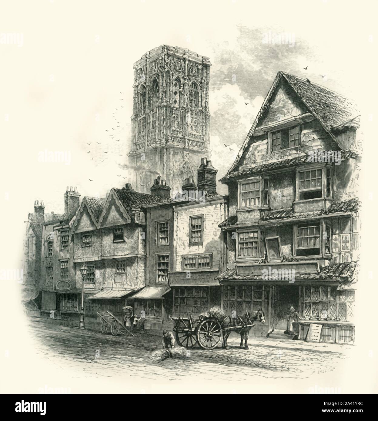 'Temple Street, Bristol', C1870. Temple Church, una chiesa in rovina in Redcliffe, Bristol, scena dell'esorcismo di George Lukins condotta da metodista e clero anglicano nel 1788. Dal pittoresco Europa - Le Isole Britanniche, Vol. II". [Cassell Petter &AMP; Galpin, Londra, c1870] Foto Stock