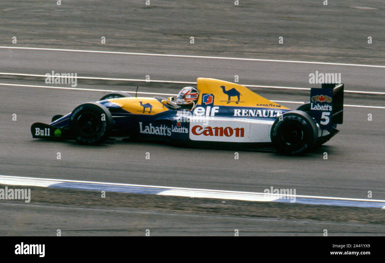 Williams Renault FW14B Nigel Mansell, 1992 Gran Premio di Gran Bretagna a Silverstone. Foto Stock