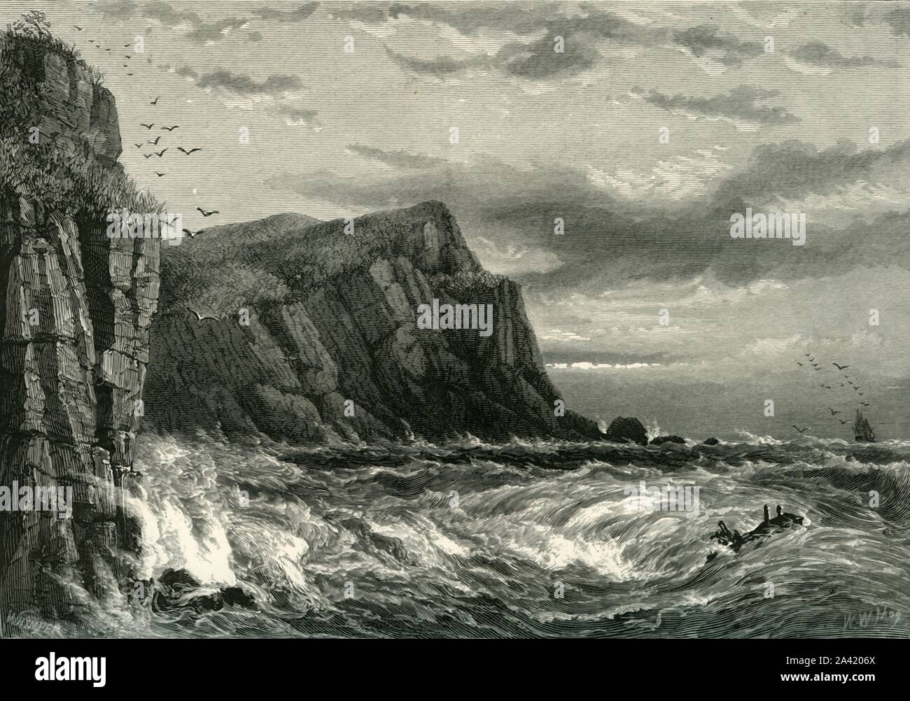 "Rocce a Ilfracombe', C1870. Ilfracombe sulla North Devon Coast è un piccolo porto circondato da scogliere. Dal pittoresco Europa - Le Isole Britanniche, Vol. II". [Cassell Petter &AMP; Galpin, Londra, c1870] Foto Stock