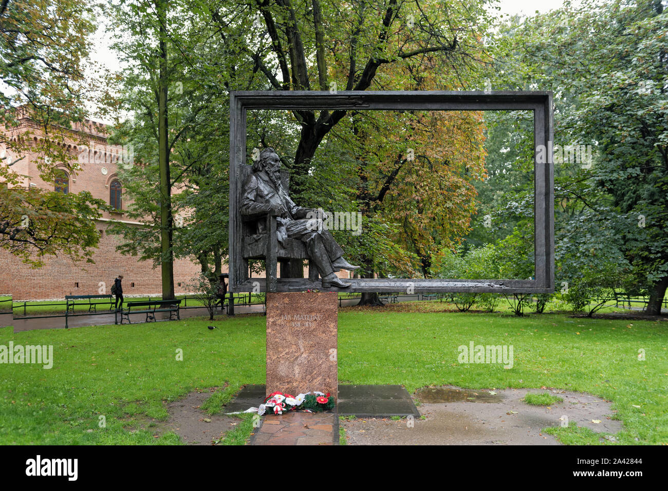 Monumento del pittore polacco Jan matejko nella città vecchia di kracow polonia Foto Stock