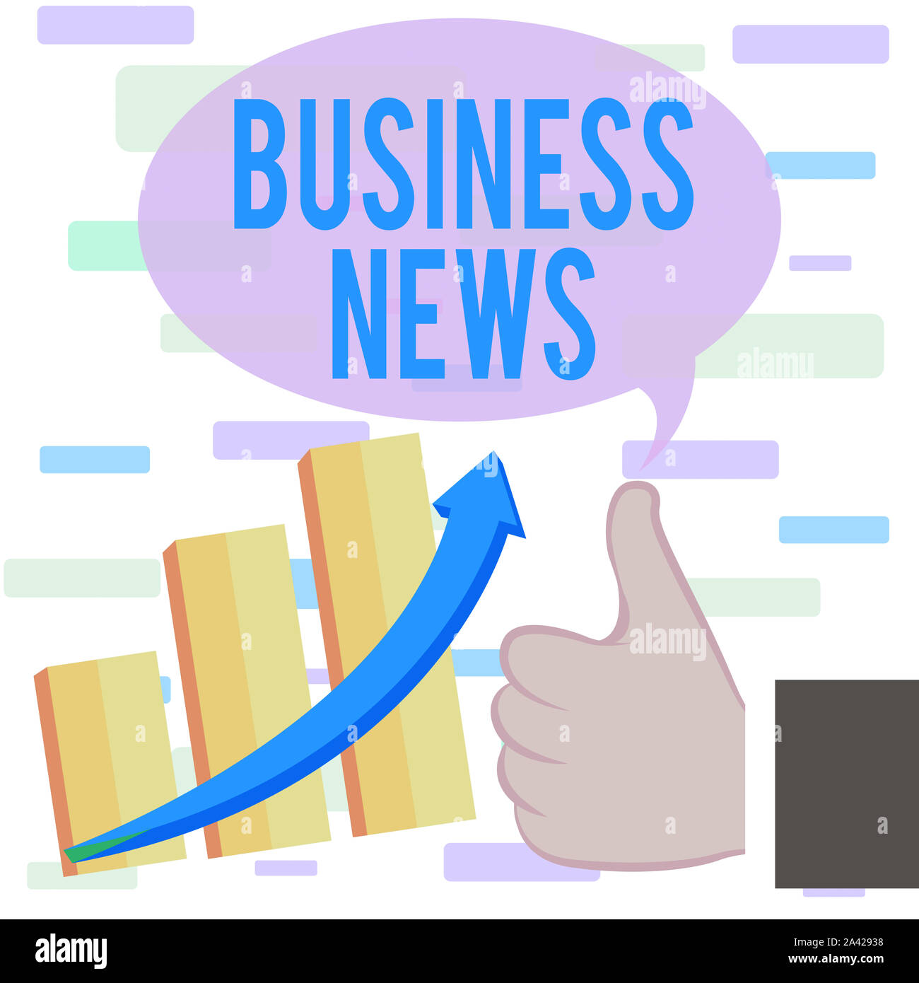 La scrittura della nota mostra Notizie aziendali. Il concetto di business per la comunicazione commerciale degli scambi di mercato Report Update Corporate Insight pollice in alto buone prestazioni Succ Foto Stock