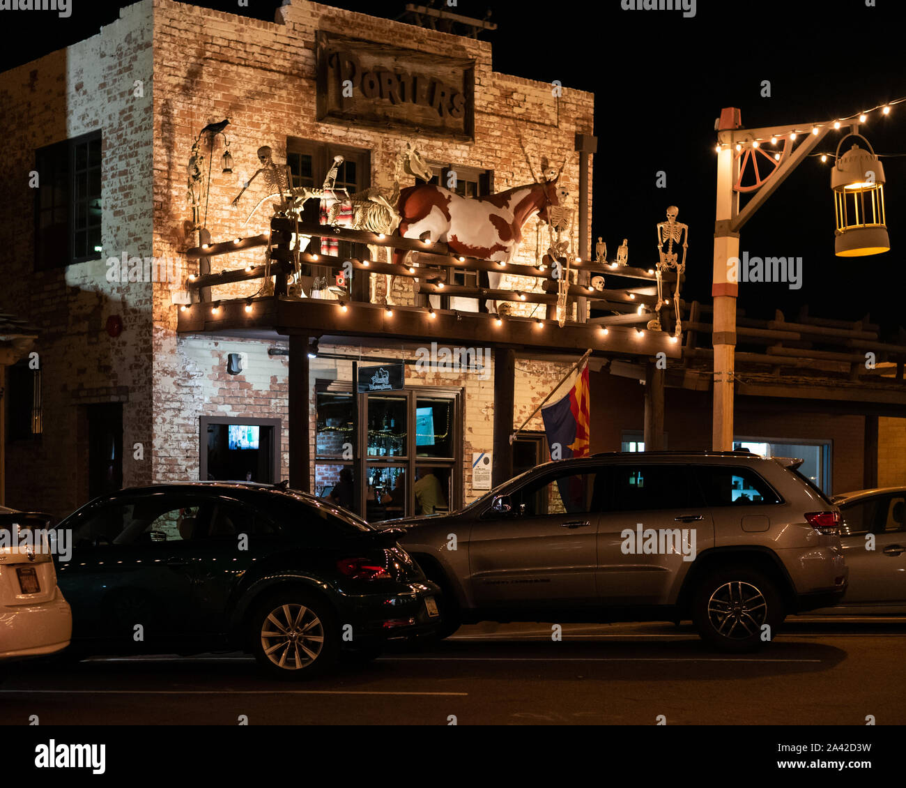 Al di fuori di facchini Saloon nella Città Vecchia di Scottsdale, Arizona. Foto Stock