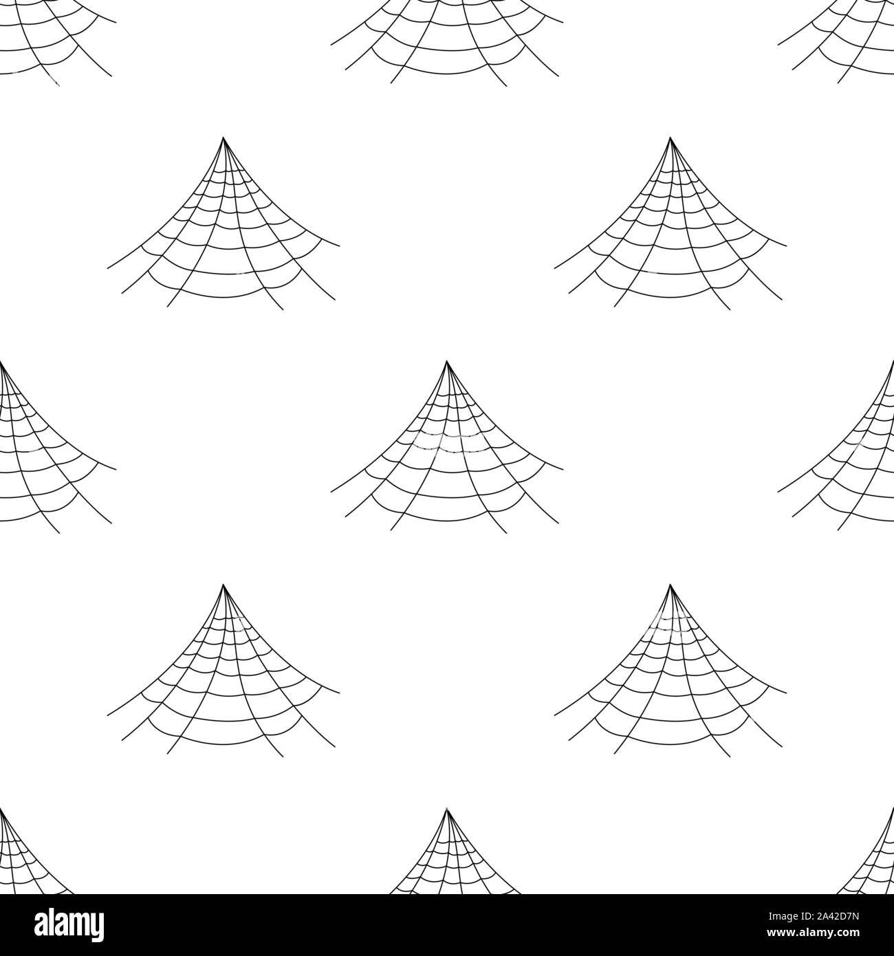 Modello senza cuciture con spider web su sfondo bianco. Halloween spiderweb texture. Ragnatela lo stile della linea. Illustrazione Vettoriale per design, web, confezionamento pa Illustrazione Vettoriale