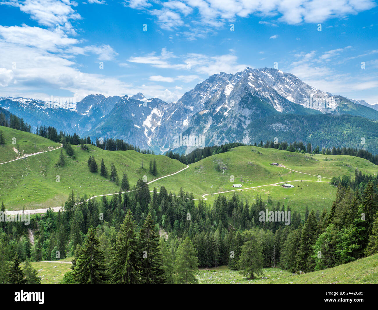 Vista del Watzmann nelle Alpi Berchtesgaden Foto Stock