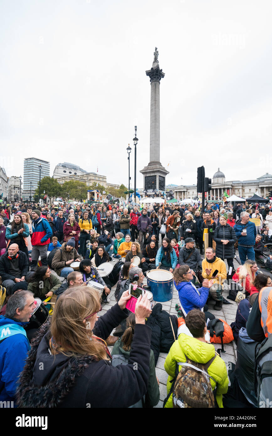 La Ribellione di estinzione per raccogliere in Trafalgar Square per protesta del clima Foto Stock