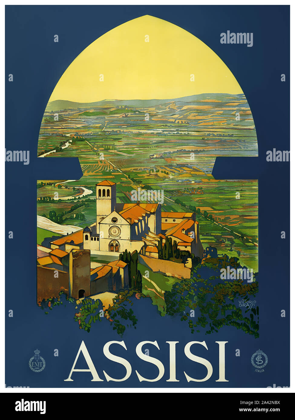 Assisi poster di viaggio Foto Stock