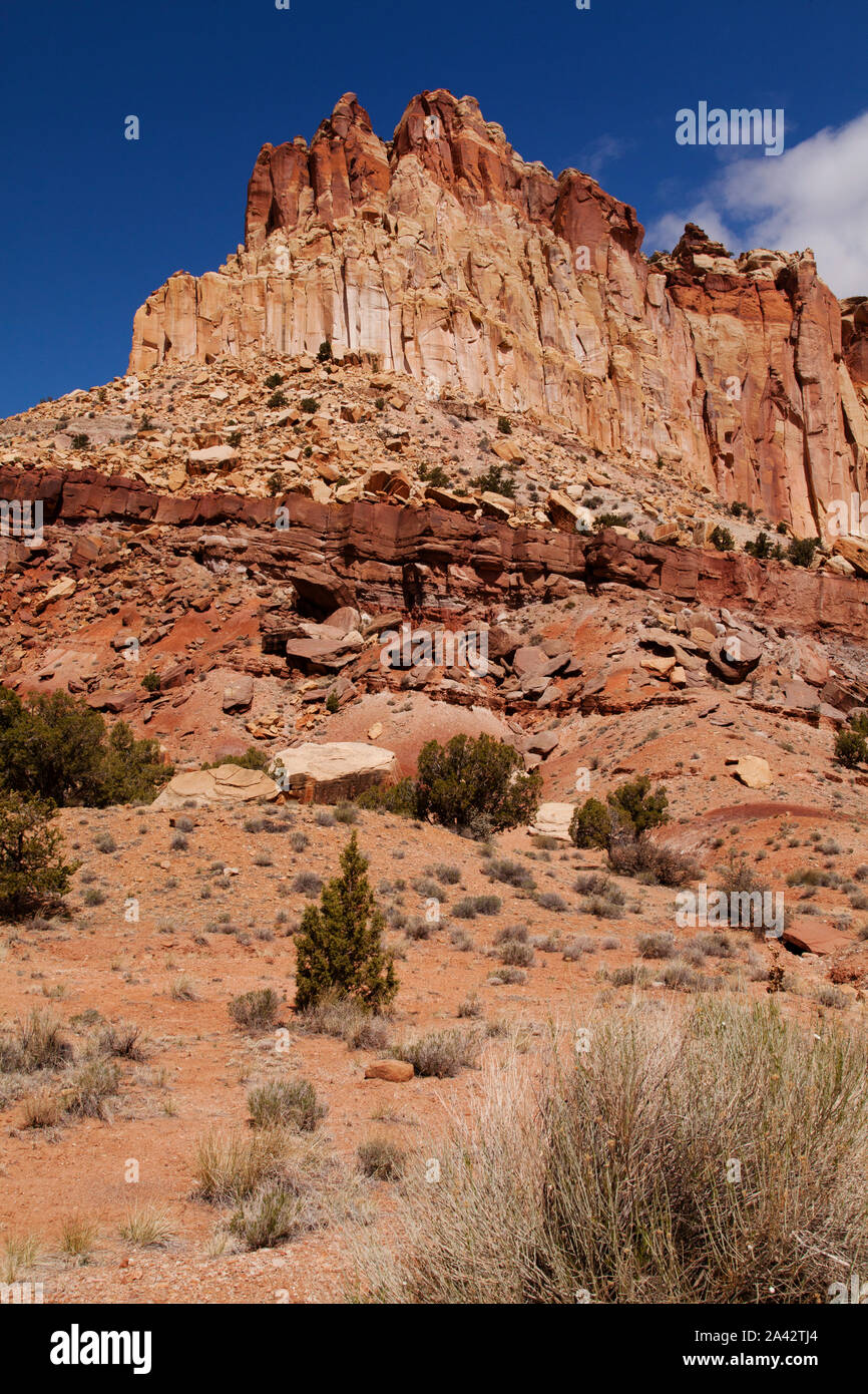 Castle rock formazione, Capitol Reef National Park nello Utah Foto Stock