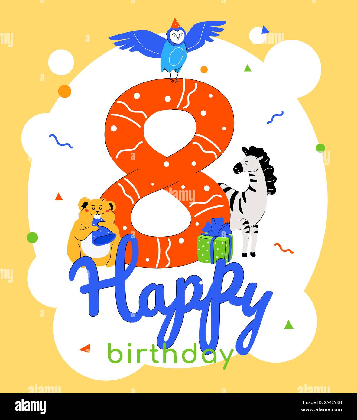 12 biglietti d'invito con 12 buste per l'8° compleanno dei