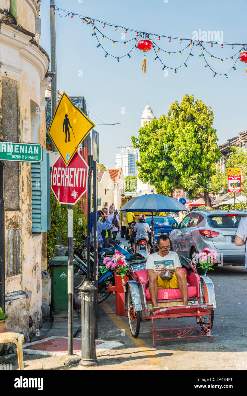 Una vista tipica di George Town Malaysia Foto Stock