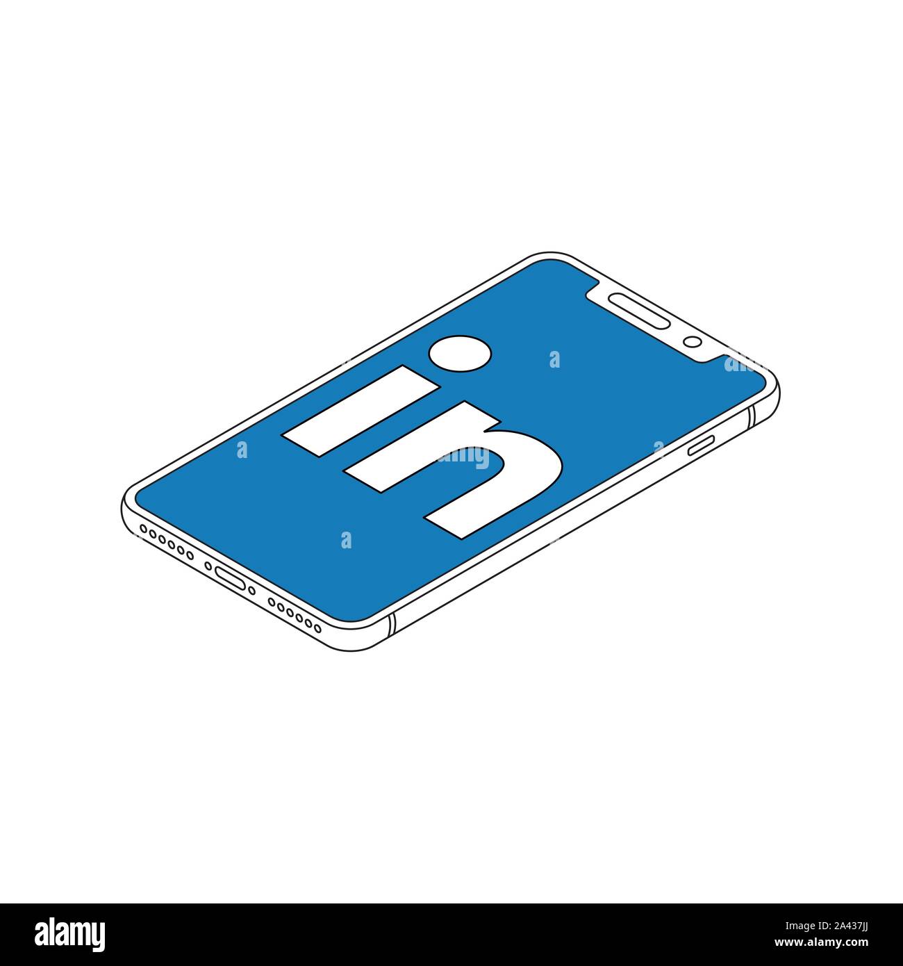 Linkedin logo su iphone X Visualizza profilo isometrico illustrazione vettoriale Illustrazione Vettoriale