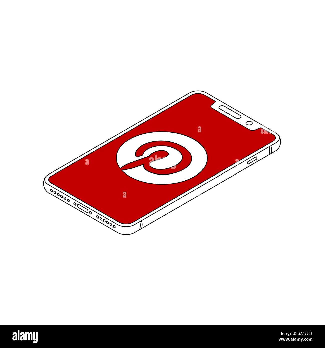 Logo Pinterest su iphone X Visualizza profilo isometrico illustrazione vettoriale Illustrazione Vettoriale