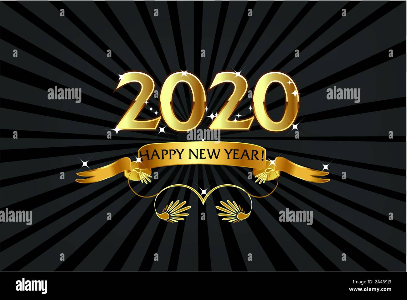 2020 Felice anno nuovo, Golden Emblem sfondo Illustrazione Vettoriale