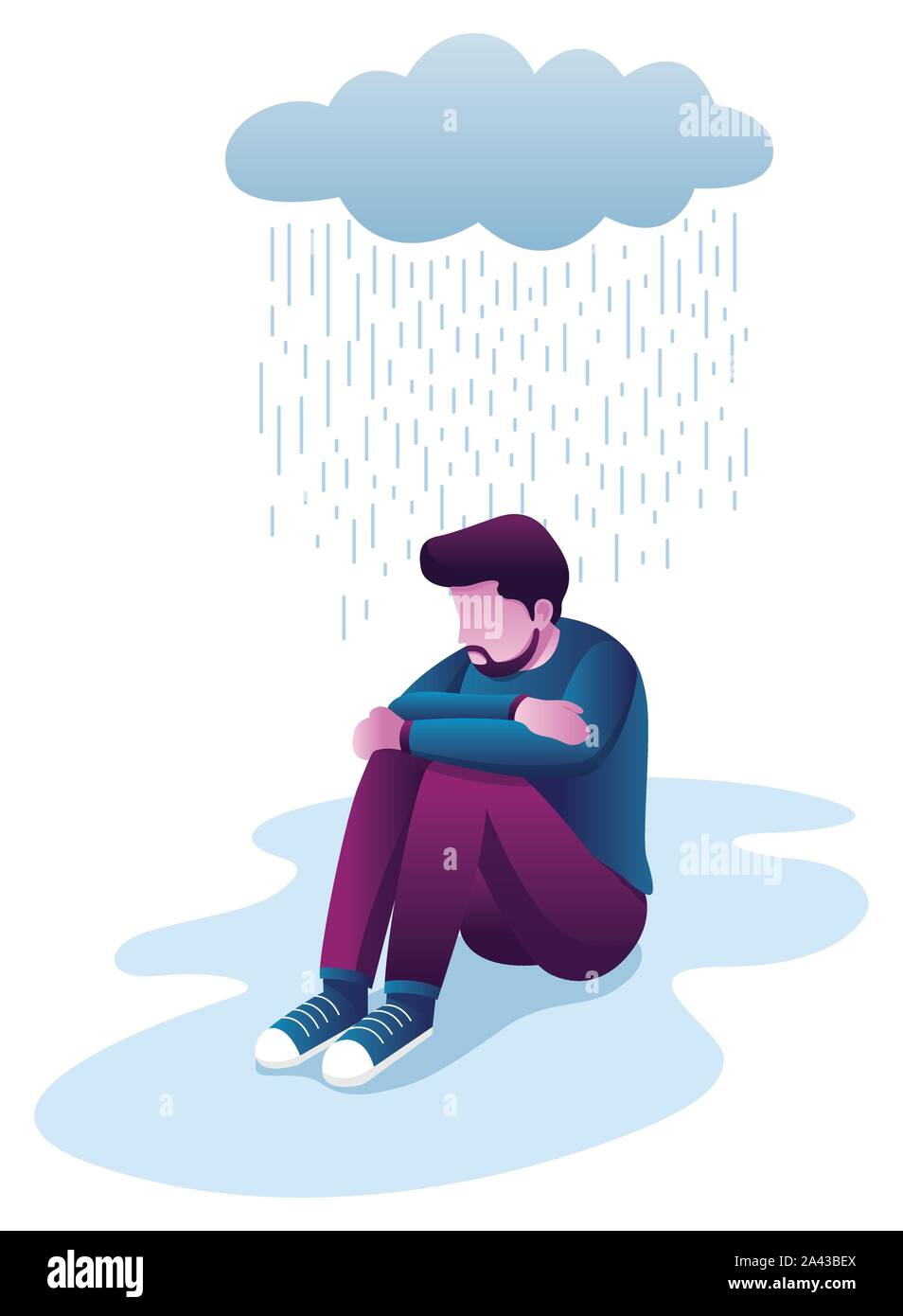 Uomo in depressione Illustrazione Vettoriale