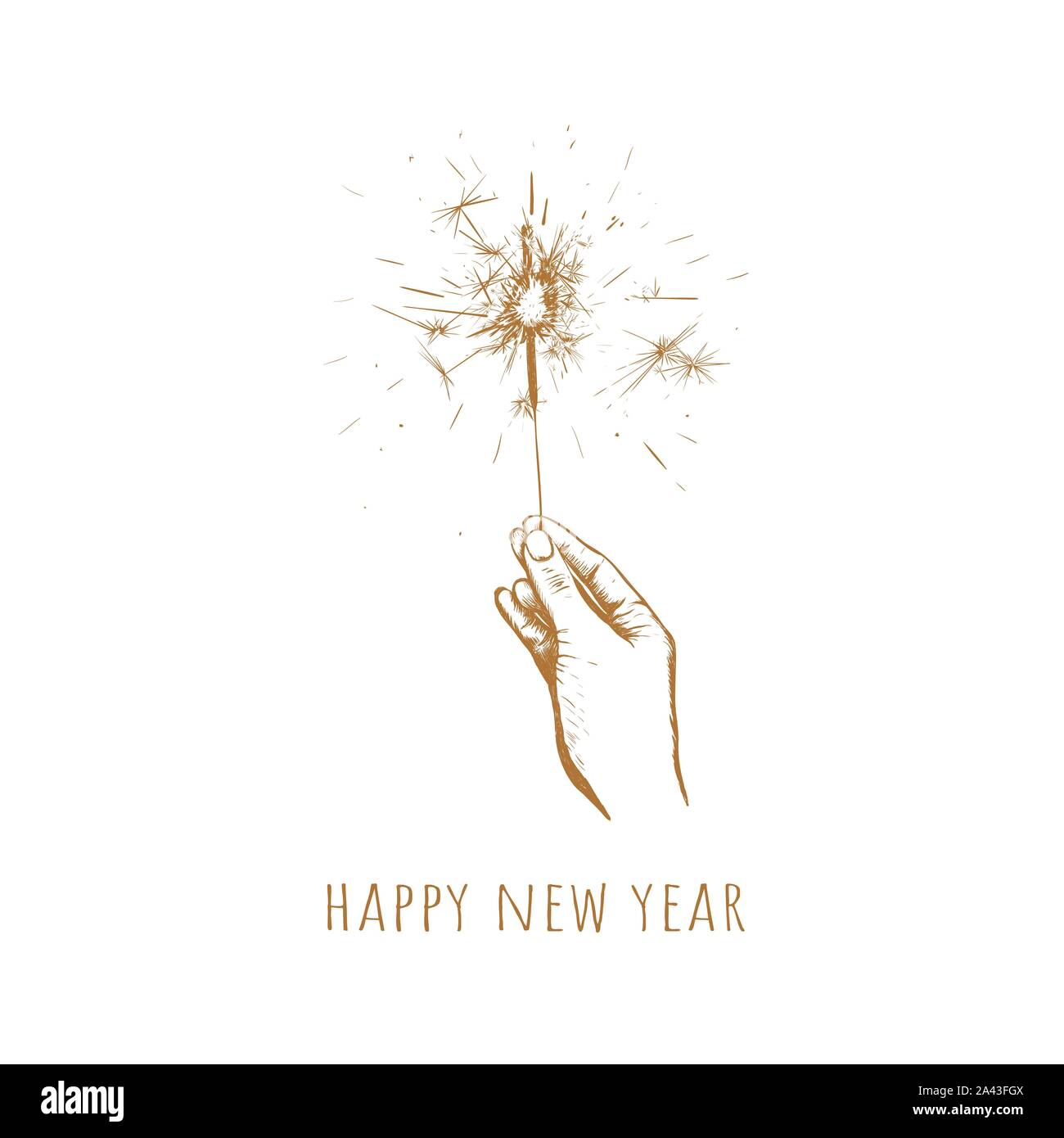 Sparkler in mano. Felice anno nuovo Illustrazione Vettoriale