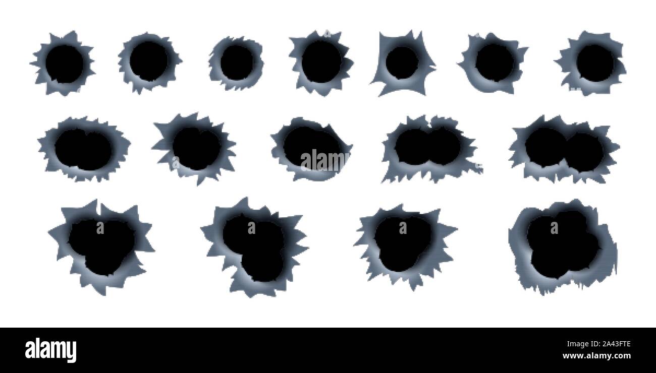 Fucile da caccia gunshot tracce di fori di proiettile in uno sfondo di metallo Illustrazione Vettoriale