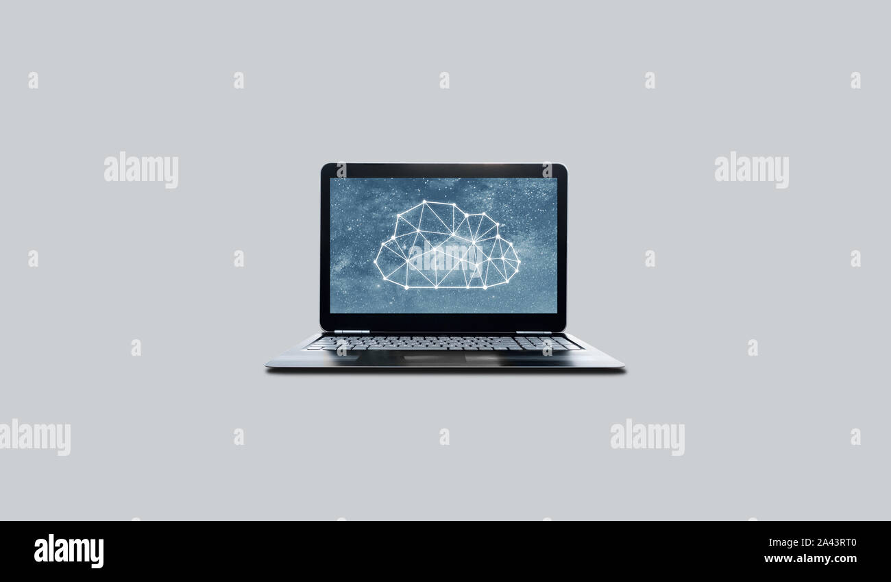 La tecnologia di cloud computing icona sul computer lo schermo del notebook Foto Stock