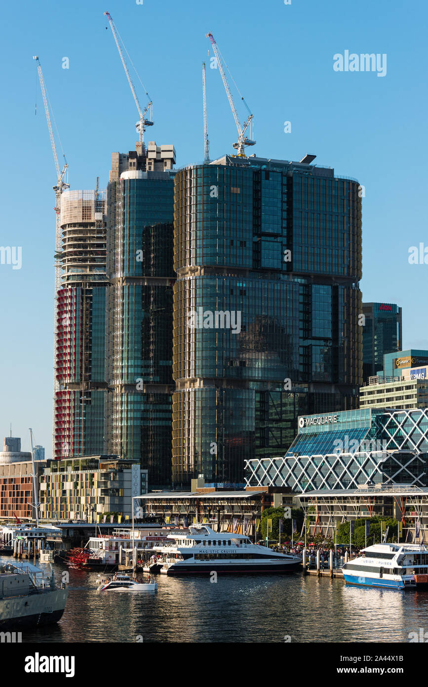 Sydney, Australia - 2016 Mar 26: King Street Wharf e il molo di Barangaroo edifici di uffici. Sud Barangaroo progetto di riqualificazione comprende la costruzione Foto Stock