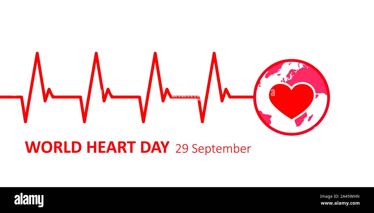 Giornata mondiale del cuore heartbeat elettrocardiografia grafica con terra illustrazione vettoriale EPS10 Illustrazione Vettoriale