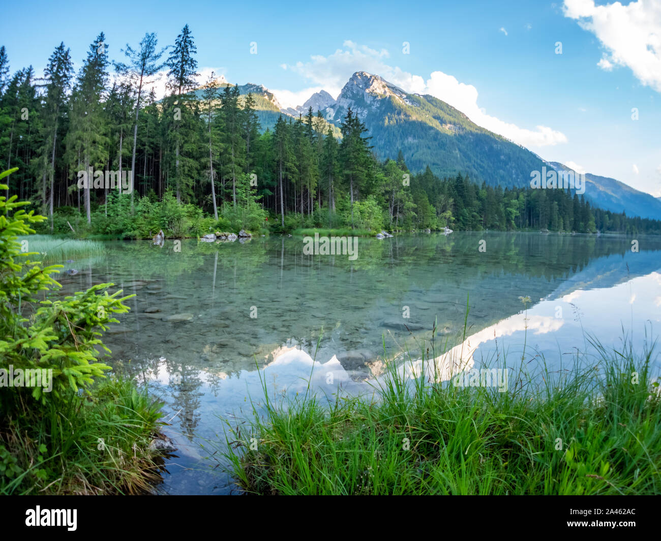 Parco nazionale di Berchtesgaden sull'Hintersee Foto Stock
