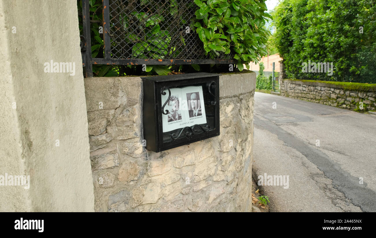 Il luogo in cui Benito Mussolini e Claretta Petacci furono uccisi a Giulino di Mezzegra - Tremezzina, Como, Lombardia, Italia. Foto Stock