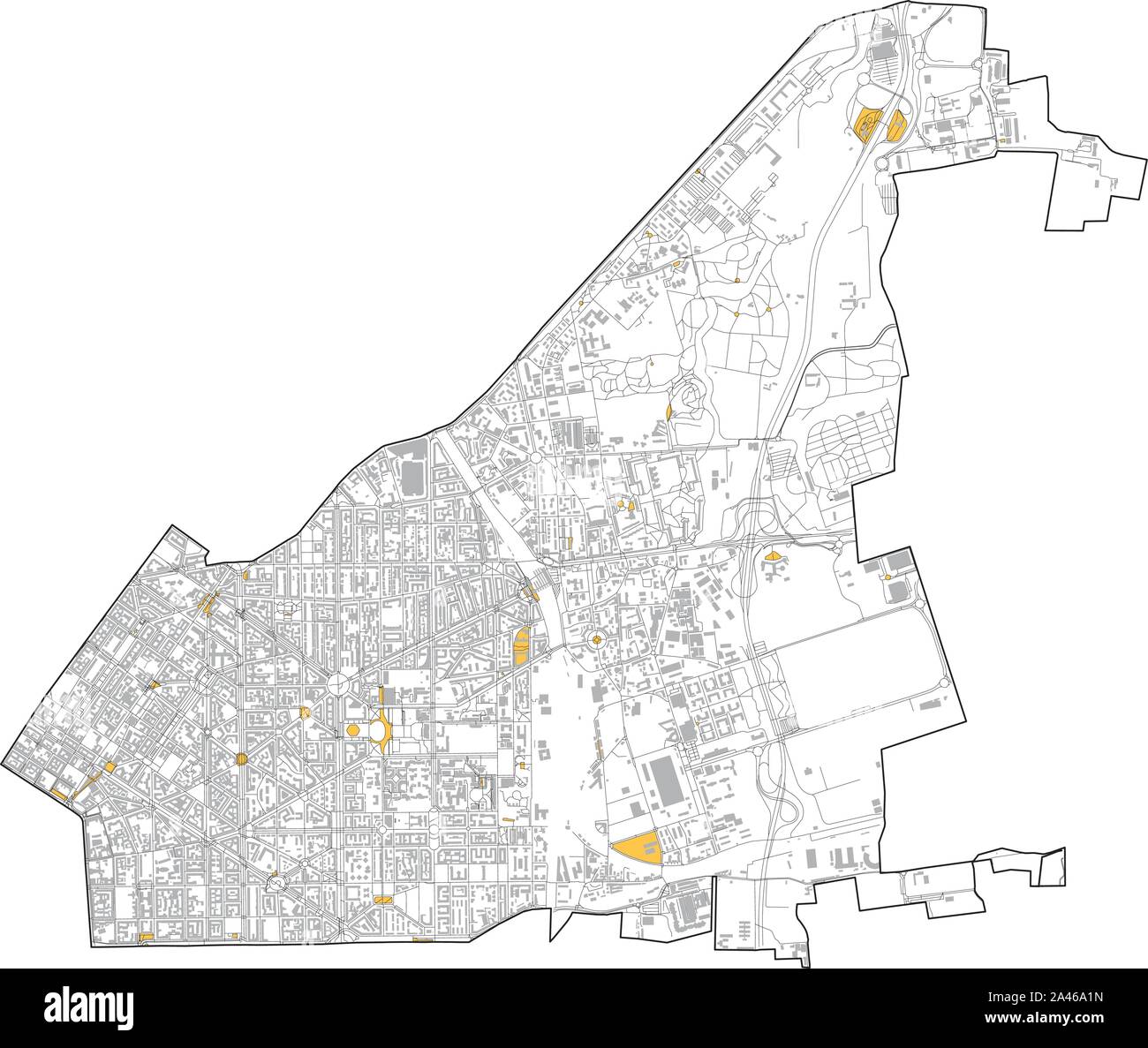Mappa satellitare di Milano, strade e costruzione di numero di area 3, comuni numero tre. Lombardia. Italia Illustrazione Vettoriale