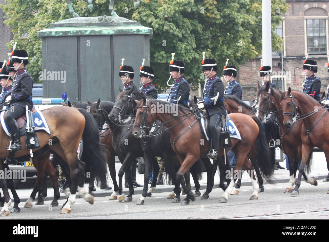 Il Royal truppe sono cavalli su Prinsjesdag (apertura dell'anno parlamentare dalla regina) a l'Aia, Olanda meridionale nei Paesi Bassi. Foto Stock