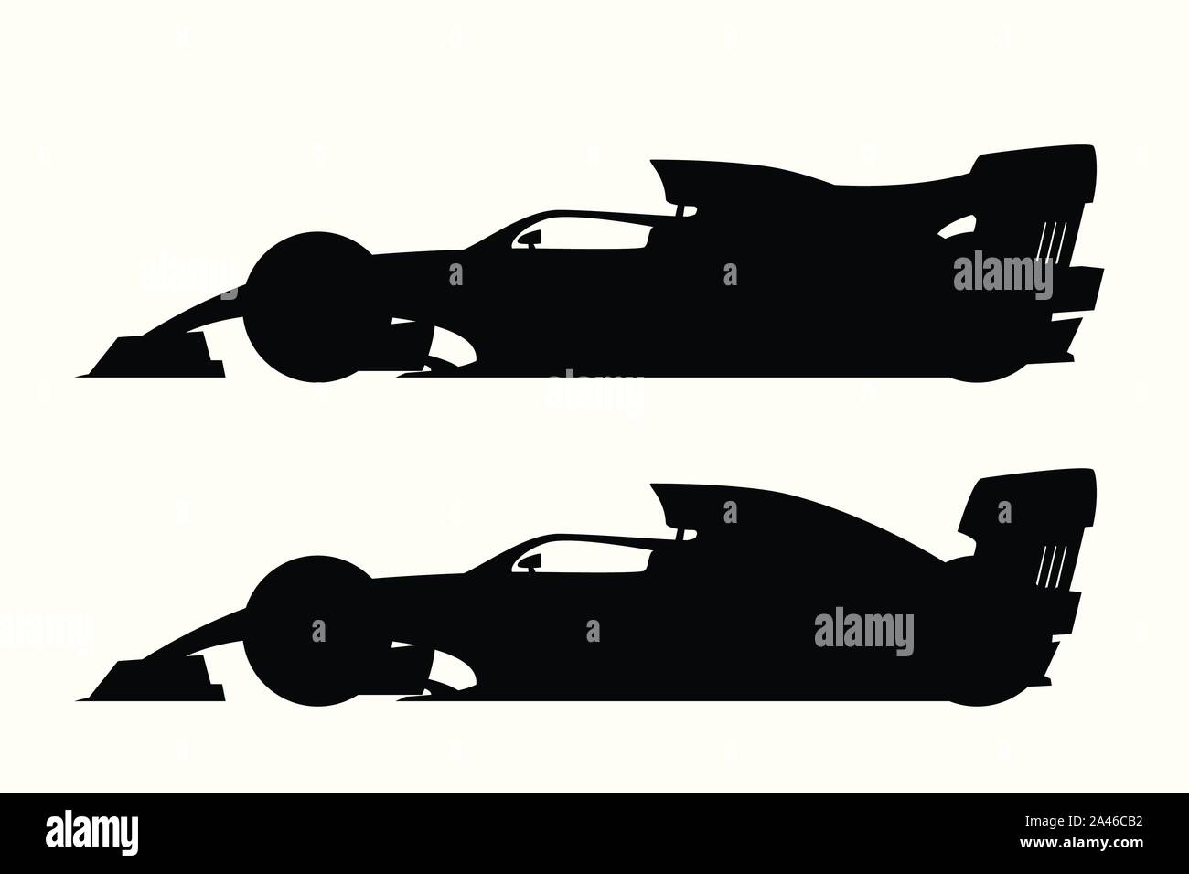 Formula Uno impostato sagome su bianco Illustrazione Vettoriale